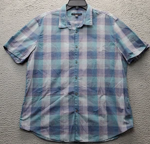 John Varvatos Shirt Mens XL Multi Plaid Cotton Short Sleeve Collared Button Down - Picture 1 of 8