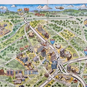1986 SAN ANTONIO TEXAS Pictorial Map ORIGINAL (28X18) STUNNING Alamo Riverwalk - Picture 1 of 9