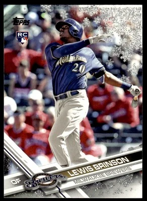 2017 Topps Holiday #HMW82 Lewis Brinson Metallic Snowflakes Milwaukee Brewers RC - Image 1 of 2
