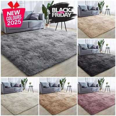 Fluffy Rugs Anti-Slip Large Shaggy Rug Super Soft Mat Living Room Bedroom Carpet - Image 1 of 4
