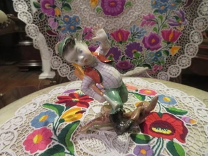 Herend Junge mit Hase handbemalt Vintage Porzellan Figur - Bild 1 von 8