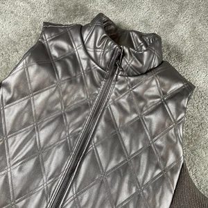 Chico's Damen XL silber Steppweste ärmellose Jacke Strick Seitenteile - Bild 1 von 7