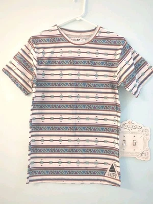 Neff Hombre S Camiseta Rayas Manga Corta Multicolor Azteca Tribal Festival Boho Foto 1 de 4