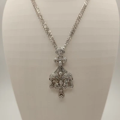 Ланка ожерелье серебро CZ три цепи фантазии серебро подвеска 18» - Изображение 1 из 4
