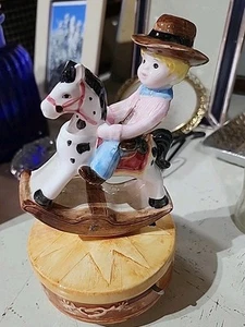 Ebeling und Reuss Musical Schaukelpferd Cowboy Spieluhr Sammlerstück 1984 - Bild 1 von 12