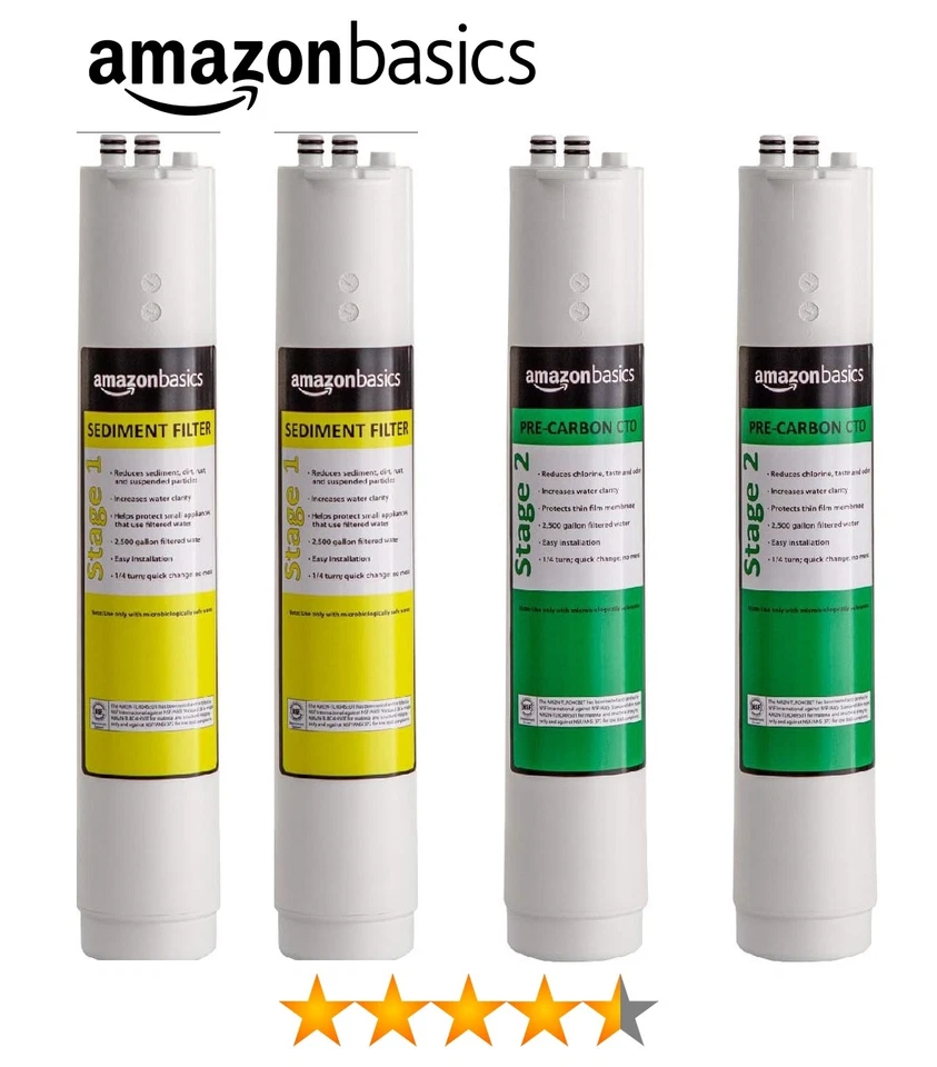 Amazon Basics H2O 4 Pack Reverse Osmosis Sediment & Pre Carbon Filters - Image 1 of 1