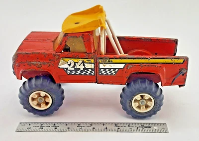 Vintage Tonka Orange 24 Offroad 4x4 Dodge Truck Rubber Tires Bin4 - Image 1 of 4