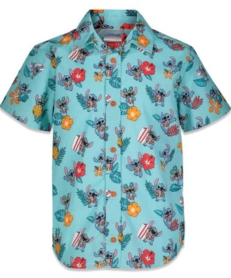 Disney Lilo & Stitch Surf Hawaiian Shirt Boys 18-20 Button Up Short Sleeve - Image 1 of 4