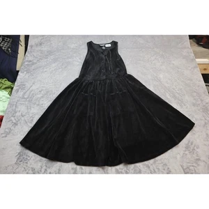 DKNY Dress Youth Girls Small 4 Black Sleeveless Long Velour Fit & Flare Modest - Picture 1 of 17