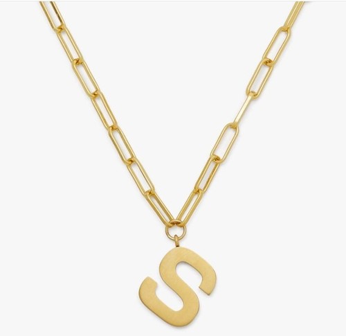 Collana con ciondolo Kate Spade iniziale oro "S" nuova con etichetta