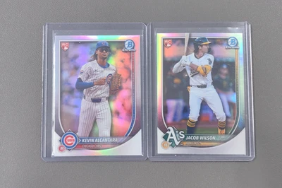 2025 Topps Bowman Chrome Jacob Wilson Kevin Alcantara RC Refractor LOT2 - Image 1 of 2