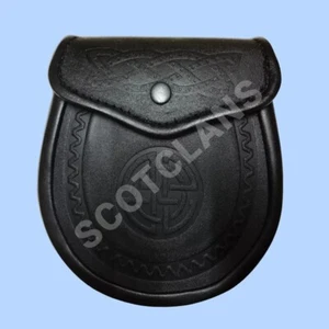 Embossed Celtic Leather Sporran Scottish Kilt Wallets - Picture 1 of 4