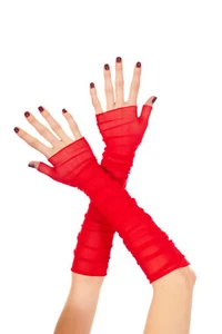 sexy MUSIC LEGS long ELBOW length FINGERLESS sheer MESH loose GLOVES 80's punk - Picture 1 of 1