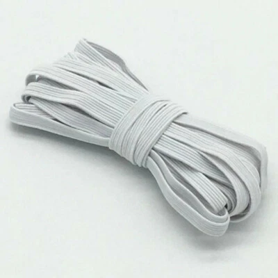 Banda elástica trenzada plana 1/4" (6 mm), ancho blanco negro multicolor 10 yardas Foto 1 de 4