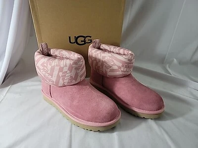 UGG Classic Mini Jersey Suede Boots Sz 8 EU 39 -Pink Stripe 1136674 -NEW FR SHIP - Image 1 of 4