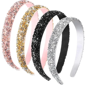 4 Pezzi Cerchietto con Strass per Donna Glitter Cristallo Cerchietto per Donna Scintilla - Foto 1 di 12