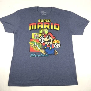 Men's Super Mario Bros Adventures Nintendo Retro Classic T-Shirt Sz XL Blue - Picture 1 of 6