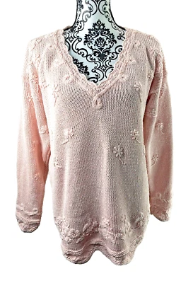 Suéter Vintage Express Tricot Swifty Mujer S Tejido Gran Tamaño Rosa Coqueta Foto 1 de 4