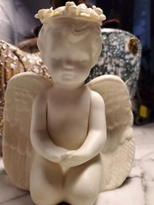 Vintage Cherub Angel Figurine With Floral Crown - Picture 1 of 8