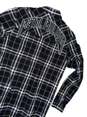 Metal Mulisha Flannel Shirt Mens L Long Sleeve Button Plaid Shacket MotoX Biker - Image 1 of 4