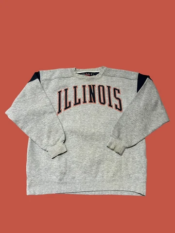 Illinois Fighting Illini Galt Sand Big Spell Out VTG Gray Sweatshirt Large Cover