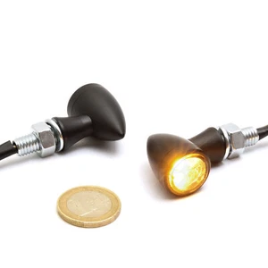 Micro Bullet LED Mini Blinker 2 Stück schwarz Alu ECE f. Harley Chopper Custom - Bild 1 von 7