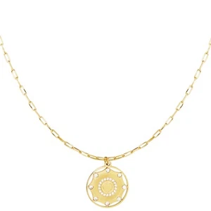 18ct Gold-Plated Necklace with Circle Love Charm & Cubic Zirconia - Picture 1 of 2