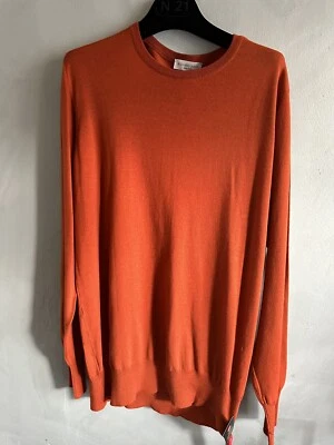 Richard James Savile Row Burnt Orange Crew Neck Long Sleeves Lana Wool Jumpers - Image 1 of 4