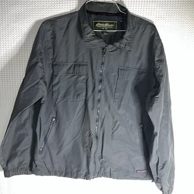 Eddie Bauer Grey Cotton Blend Windbreaker Pockets Utility Mens Jacket Size L - Image 1 of 4