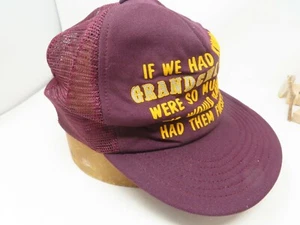 GRANDCHILDREN Burgundy VTG 70s  Mesh Snapback Hat Cap USA - Picture 1 of 4