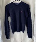 Polo Ralph Lauren Sport Wool Cashmere Cable Knit Sweater Nav Blue Womens Small