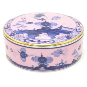Caja de almacenamiento redonda Ginori 1735 Richard Ginori Oriente Italiano porcelana azalea - Imagen 1 de 11