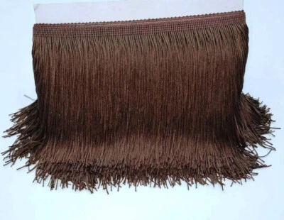 1m o. 5cm Luxus Fransen 15cm breit braun Schnittfransen Tanzfransen Dekoborte DE - Bild 1 von 2