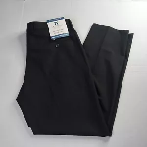 Haggar Premium Dress Pants Men's 36x32 Black Straight Fit Flat Front Flex Waist - Picture 1 of 8