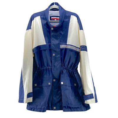 Nautical Perry Ellis America Sailing Jacket XLarge Blue White Vintage Ivy Coat - Image 1 of 4