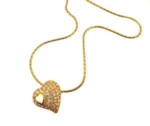 Heart Pendant 1.25ctw Natural Round Pav'e Diamonds 18k Yellow Gold W 16" Chain - Picture 1 of 14