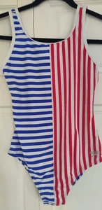SPEEDO Swimsuit Kid Girls Size 10 One Piece Stripe Chlorine Resistant Summer NEW - Picture 1 of 3