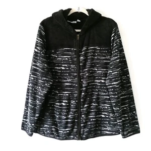 Jason Maxwell Womens Black Long Sleeve Striped Hooded Zip Up Jacket Size 2X - Picture 1 of 7