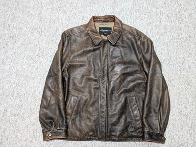 Chaqueta de cuero vintage EDDIE BAUER L marrón PATINA rota MOTOCICLETA mad max 44 Foto 1 de 4