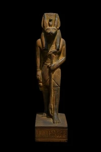 ANCIENT EGYPTIAN STATUE STONE ANUBIS Jackal carved Hieroglyphics sculpture - Picture 1 of 4