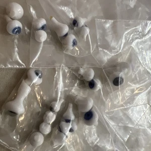 Vintage Set mit 12 Paar elastischen realistischen Augen - verschiedene Größen - braun & blau - Bild 1 von 11