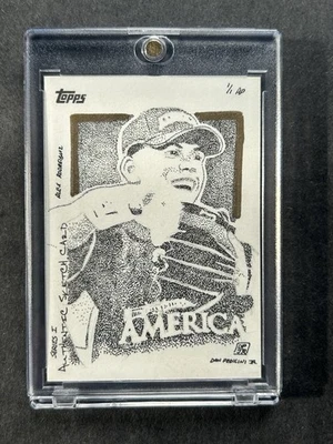 Tarjeta de boceto Topps 2009 de Mariano Rivera Yankees 1/1 Don Pedicini retrato punteado Foto 1 de 4