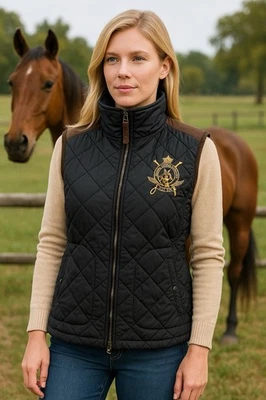 Chaleco Ralph Lauren Sport Negro Acolchado Cresta Ecuestre Para Mujer XL - Borde Gamuza Foto 1 de 4