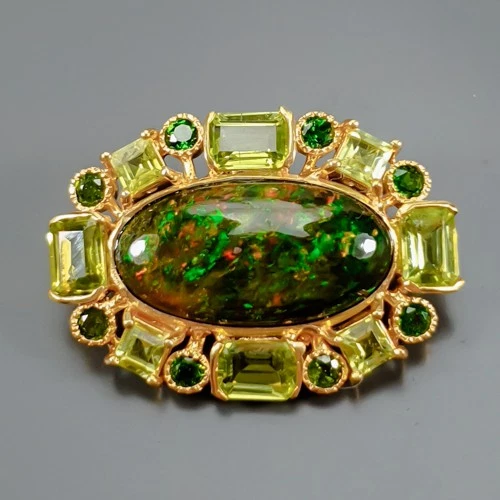 Broche Super Top AA+ 11 ct+ Ópalo Negro Natural Plata de Ley 925/NB30487 Foto 1 de 4