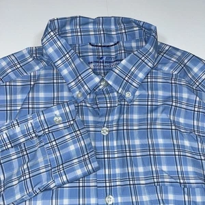 Camicia Vineyard Vines uomo L blu a quadri OTG On The Go performance con bottoni Brrr - Foto 1 di 7