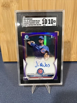 2023 Bowman Chrome Jefferson Rojas PURPLE Refractor 1st Auto, #CPA-JR SGC 10 - Image 1 of 2
