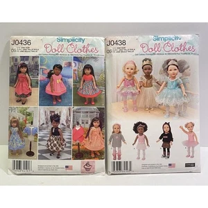 2 patrones de ropa para muñeca Simplicity 18" vestido de princesa bailarina corte JO436 JO438 - Imagen 1 de 3
