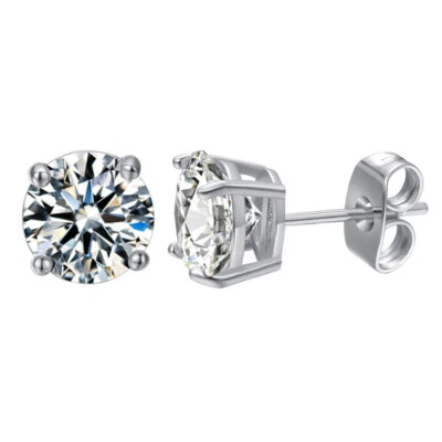 Gorgeous Shiny Natural White Fire Topaz Gemstone Silver Flower Stud Earrings - Image 1 of 4