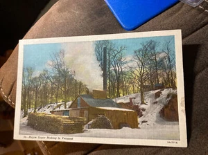 Ahorn Zuckerherstellung in Vermont VT Zuckerhaus Postkarte - Bild 1 von 2