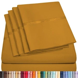 6 Piece Premium Bamboo Sheet Set, Deep Pockets, 50 Colors, 2200 Count, Soft - Picture 1 of 263
